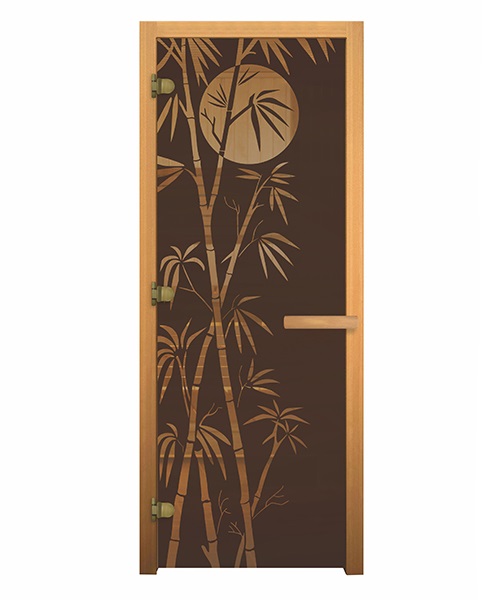 Дверь стекло Бронза Матовая, рис. "БАМБУК", 190х70 (8мм, 3 петли 716 CR) (ОСИНА) (Левая)