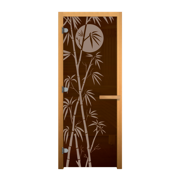 Дверь стекло Бронза, рис. "БАМБУК", 190х70 (8мм, 3 петли 716 CR) (ОСИНА) (левая)