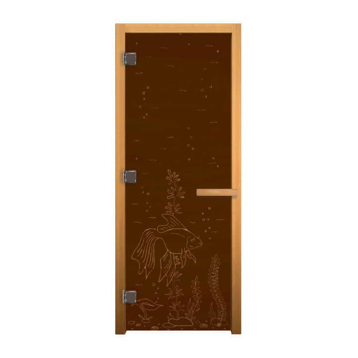 Дверь стекло Бронза Матовая "РЫБКА" 190х70 (8мм, 3 петли 710 CR) (ОСИНА) Лев