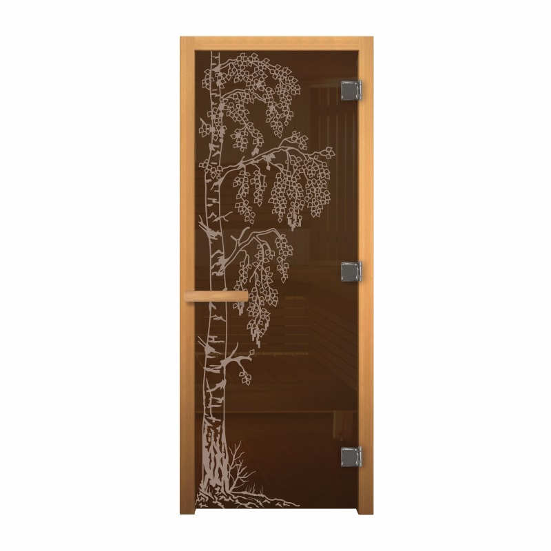 Дверь стекло Бронза Матовая "БЕРЁЗКА" 190х70 (8мм, 3 петли 710 CR) (ОСИНА) Пр