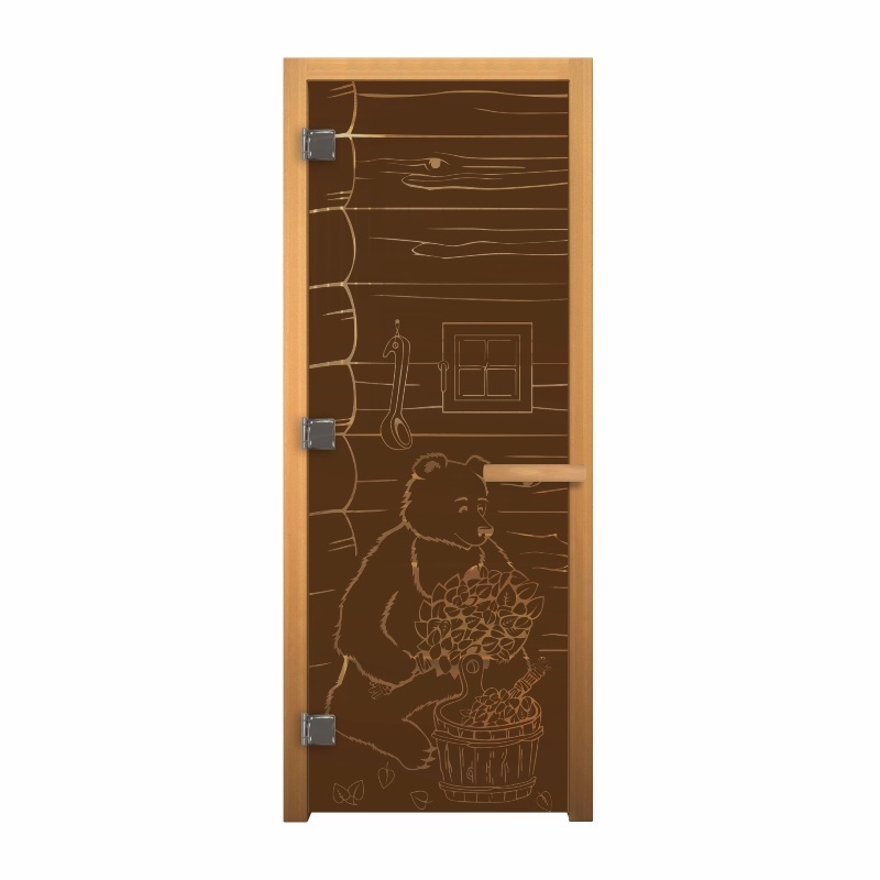 Дверь стекло Бронза "МИШКА" 190х70 (8мм, 3 петли 710 CR) (ОСИНА) Лев
