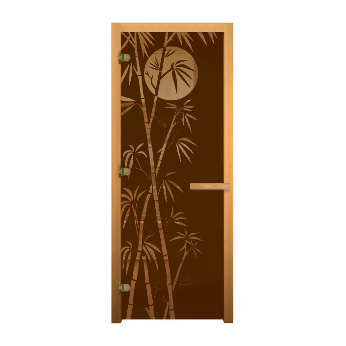 Дверь стекло Бронза Матовая, рис. "БАМБУК", 190х70 (8мм, 3 петли 716 GB) (ОСИНА) (правая)