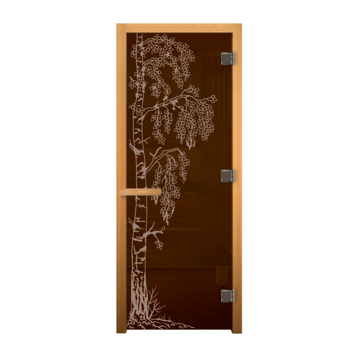 Дверь стекло Бронза "БЕРЁЗКА" 190х70 (8мм, 3 петли 710 CR) (ОСИНА) Пр