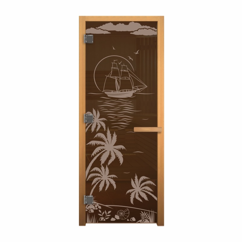 Дверь стекло Бронза "ЛАГУНА" 190х70 (8мм, 3 петли 710 CR) (ОСИНА) Лев
