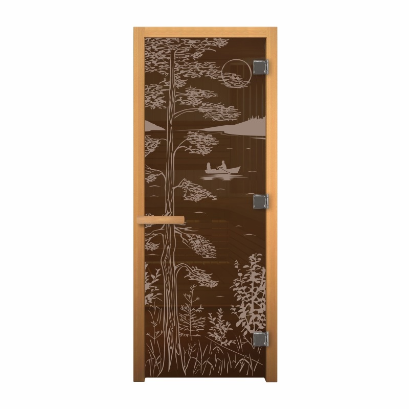 Дверь стекло Бронза Матовая "ТАЙГА" 190х70 (8мм, 3 петли 710 CR) (ОСИНА) Пр