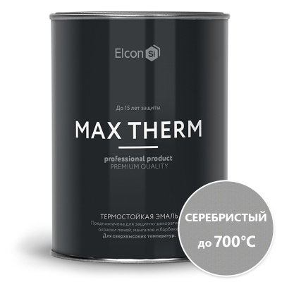 Краска термостойкая (Эмаль) антикоррозионная (до 700°С; 0,8 кг) Серебро ELCON - фото