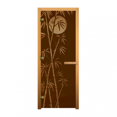 Дверь стекло Бронза Матовая, рис. "БАМБУК", 190х70 (8мм, 3 петли 716 GB) (ОСИНА) (Левая)